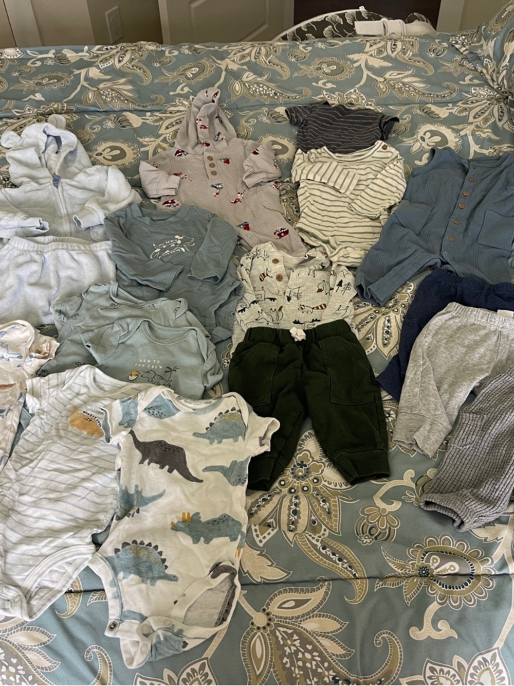 Baby Boy Carters Clothing Bundle - Blue, Gray & Green Mix